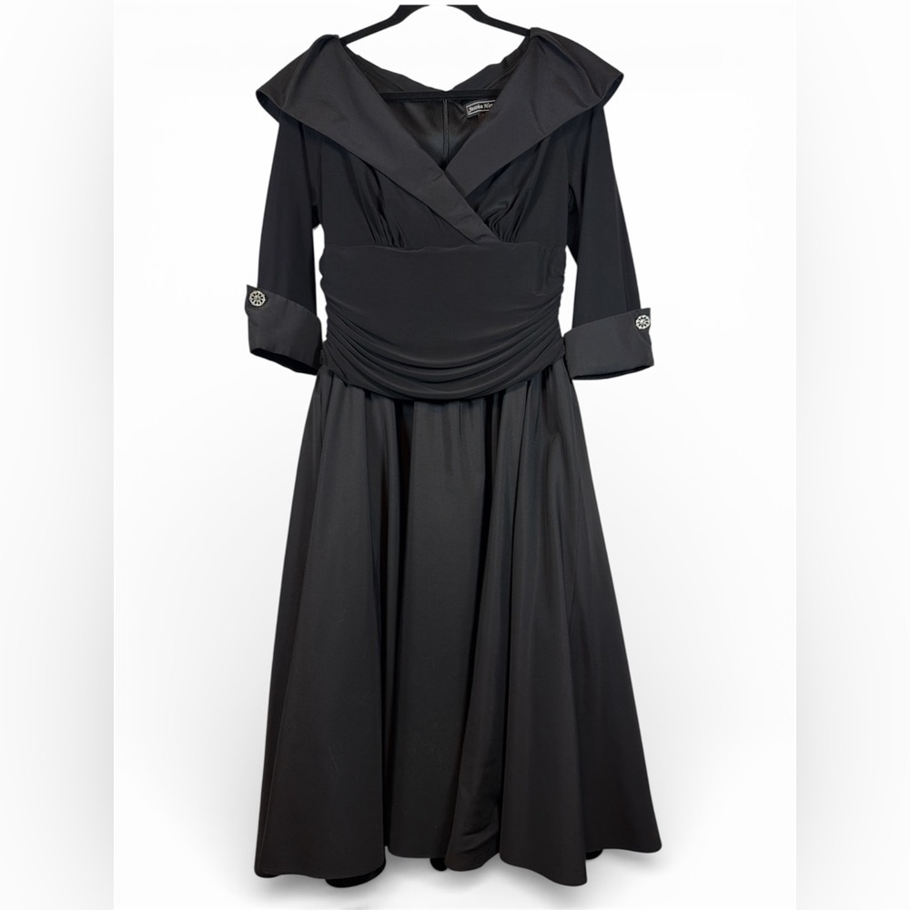 Like New Jessica Howard Elegant Black Long Sleeve Dress Size 14 - Picture 3 of 12